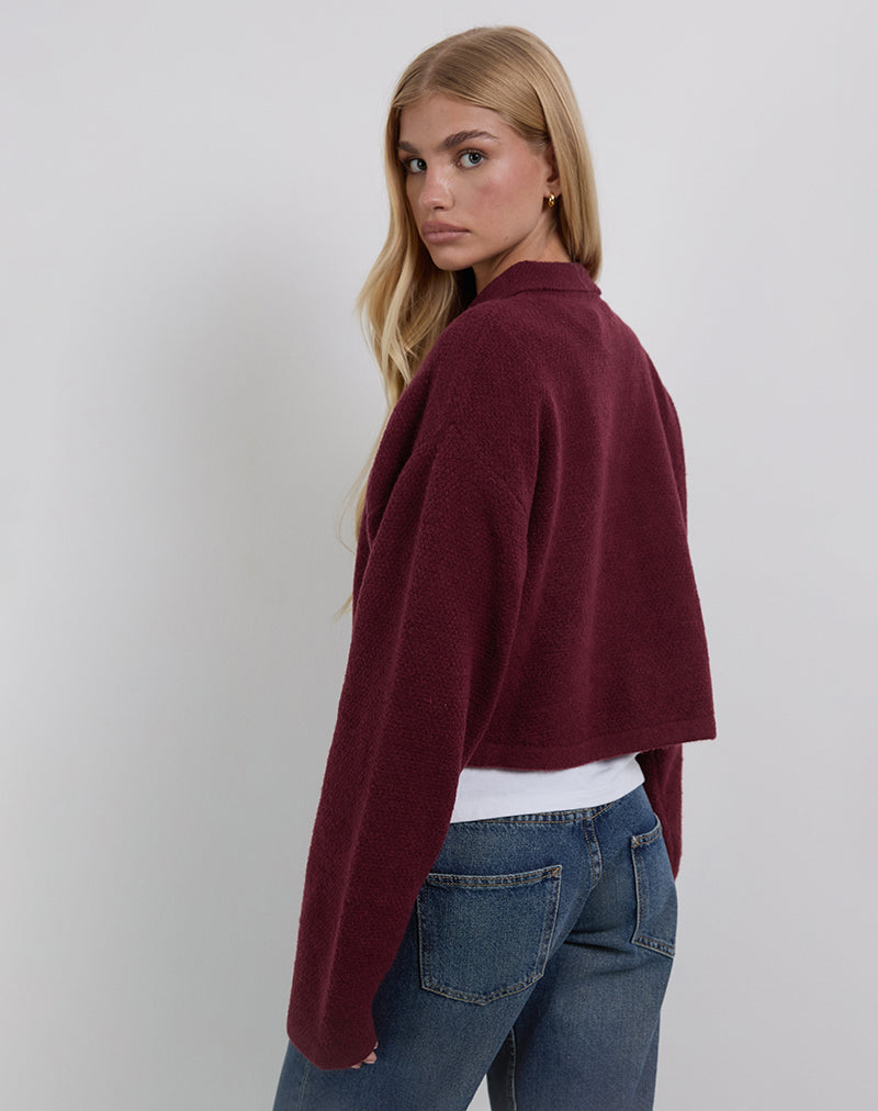 Immagine del cardigan Merril in maglia vino