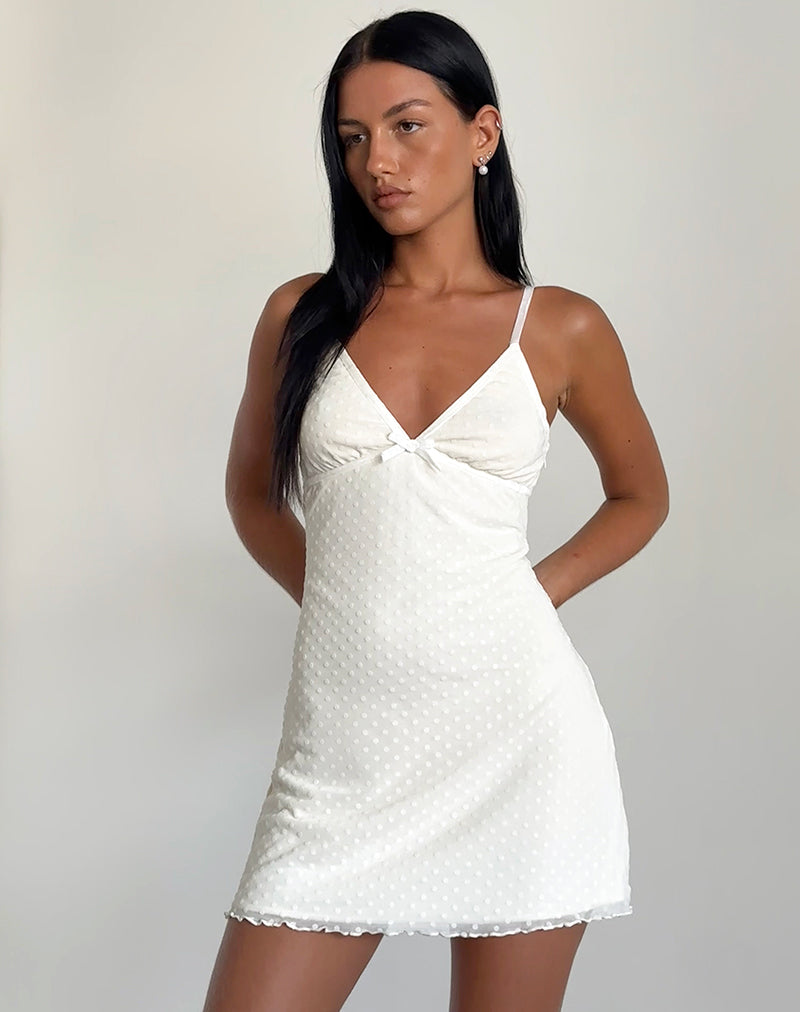 Immagine di Mevila Cami Mini Dress in Avorio Polka Flock