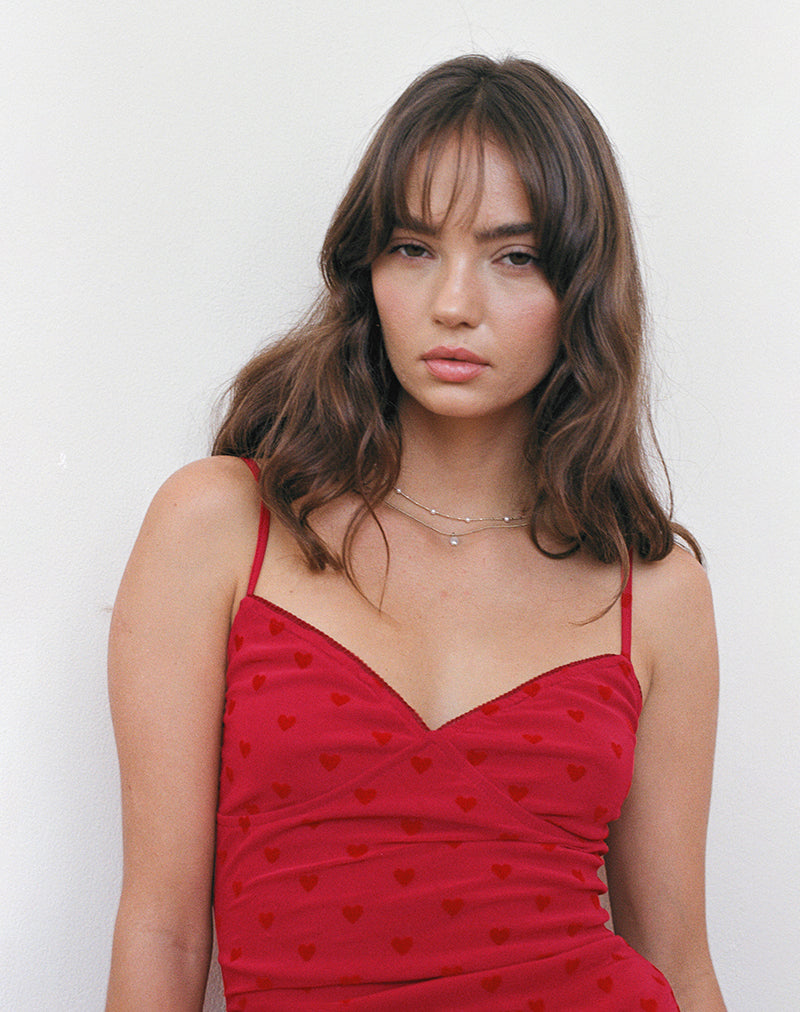 Immagine di Micaya Mini Dress in Red Heart Flocked Mesh