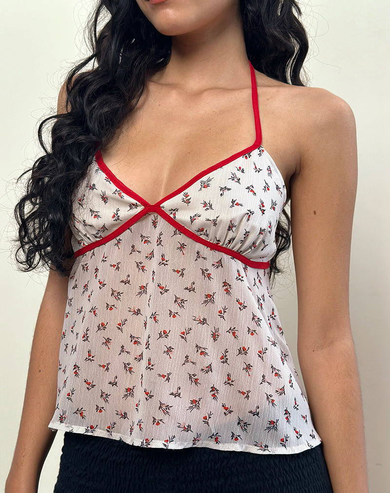 Top Micha Halter in avorio floreale ditsy