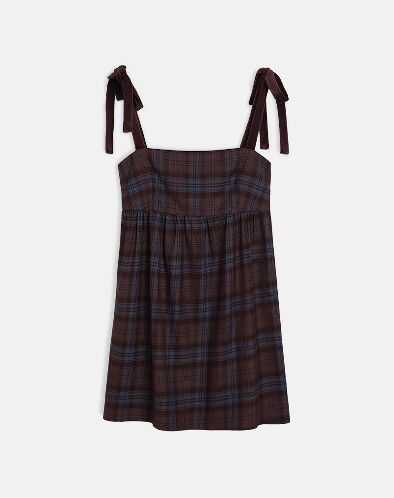 Immagine di Mikayla Mini Abito in Borgogna e Blu Check