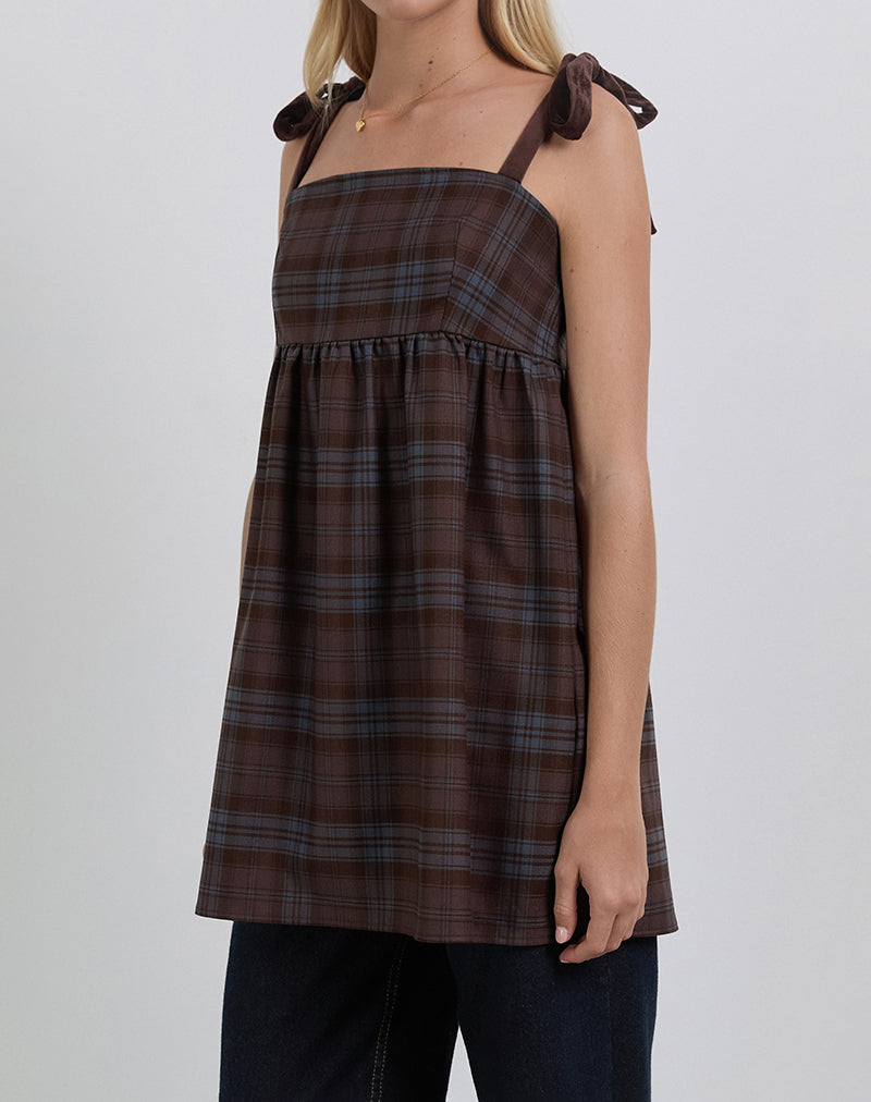 Immagine di Mikayla Mini Abito in Borgogna e Blu Check