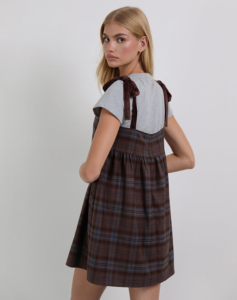 Immagine di Mikayla Mini Abito in Borgogna e Blu Check