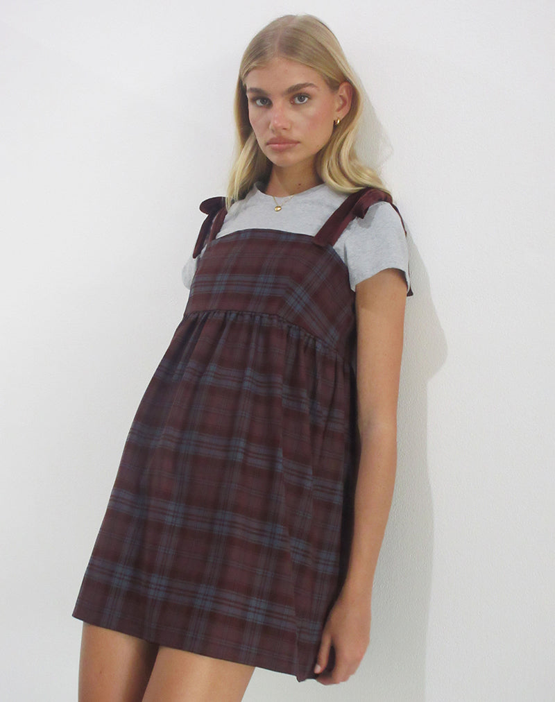 Immagine di Mikayla Mini Abito in Borgogna e Blu Check