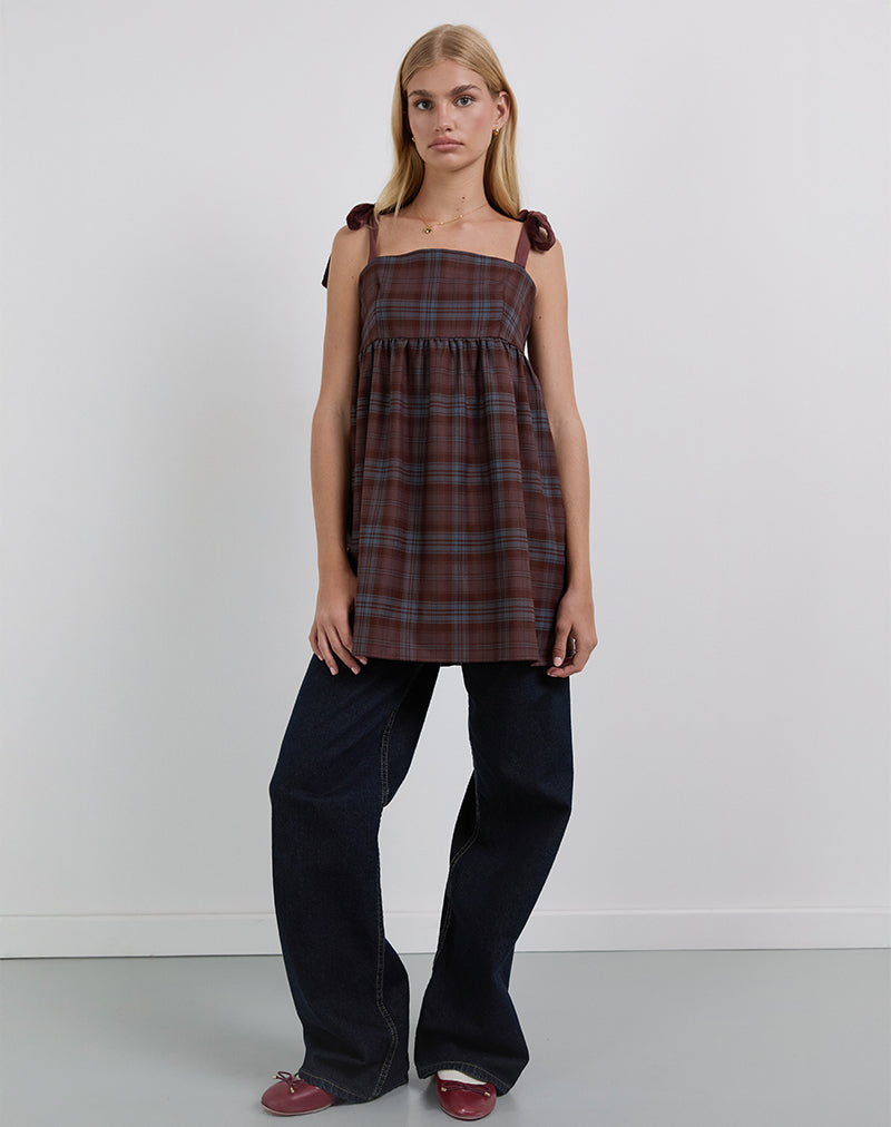 Immagine di Mikayla Mini Abito in Borgogna e Blu Check
