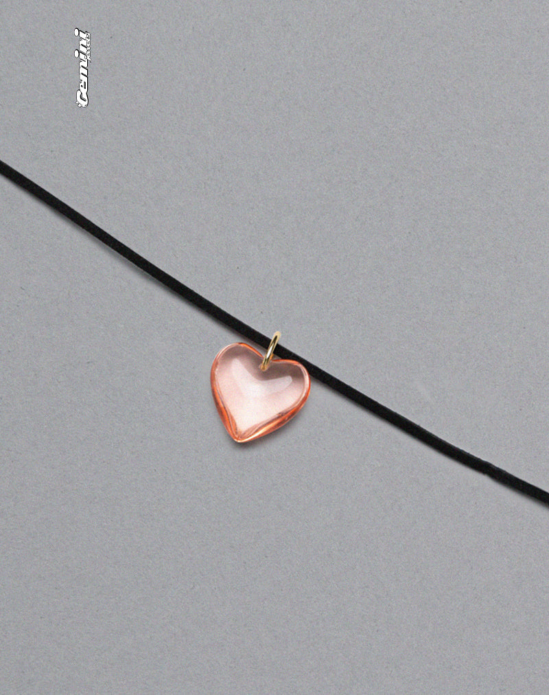Collana con cuore di vetro rosa Mimi