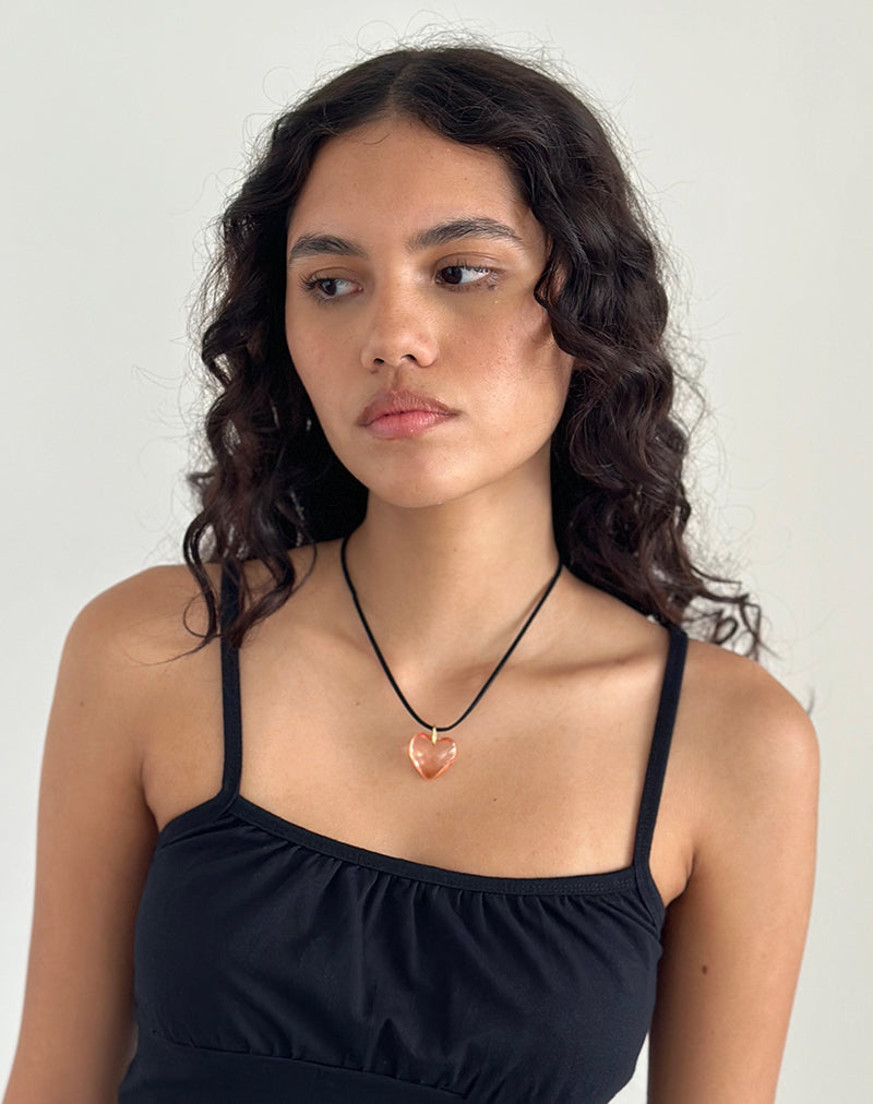 Collana con cuore di vetro rosa Mimi