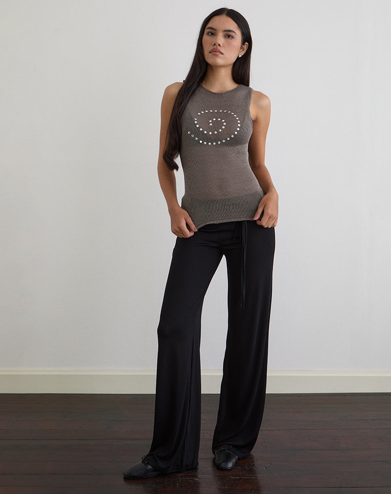 Top Miraya in maglia velata con borchie in ferro