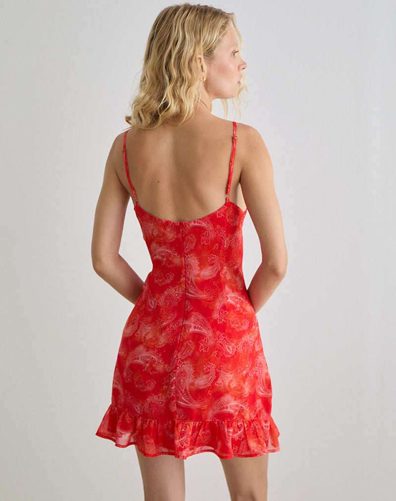Immagine di Mireya Mini Dress in chiffon Paisley Rosso