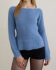 Immagine di Mizuki Top Bardot in maglia blu polvere