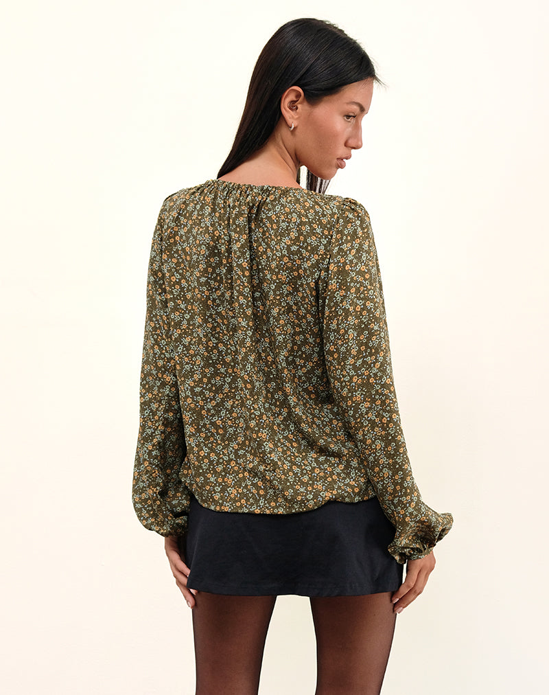 Immagine di Modeta Tie Top in Grunge Floral Khaki