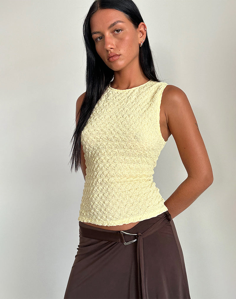 Top Mohala in maglia a bolle giallo tenue