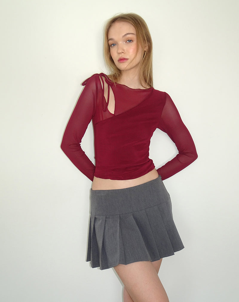 Top Monari a maniche lunghe in maglia bordeaux
