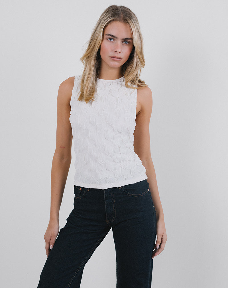 Immagine di Monelo Gilet Top in maglia testurizzata Bianco