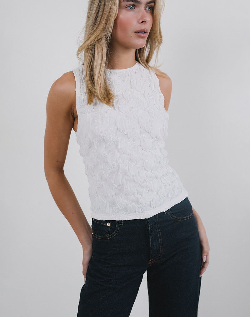 Immagine di Monelo Gilet Top in maglia testurizzata Bianco