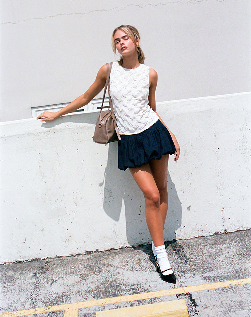 Immagine di Sisila Puffball Mini Gonna in Chambray Indigo