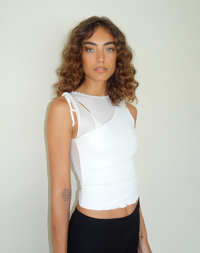 Immagine di Moni Gilet Top in Mesh Avorio