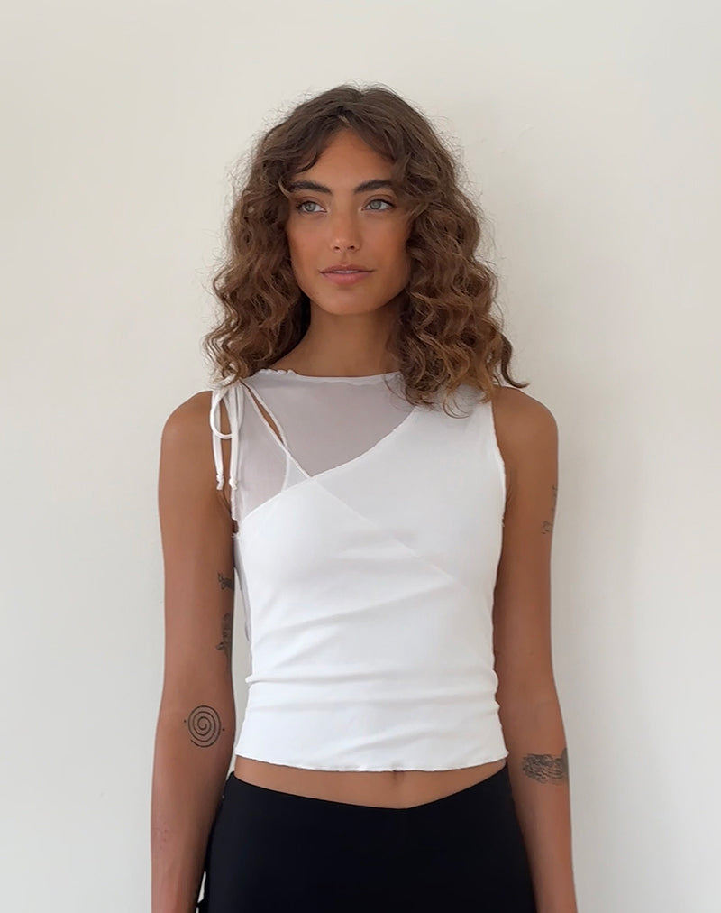 Immagine di Moni Gilet Top in Mesh Avorio