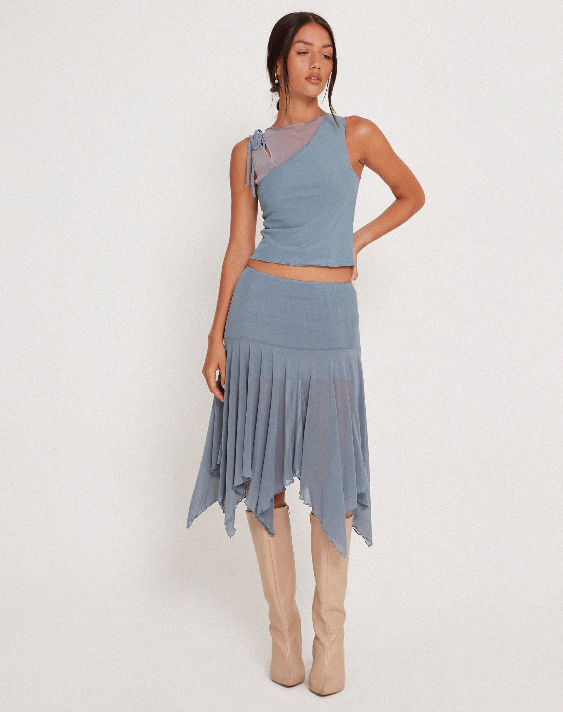 Immagine del gilet Moni in maglia grigio-blu