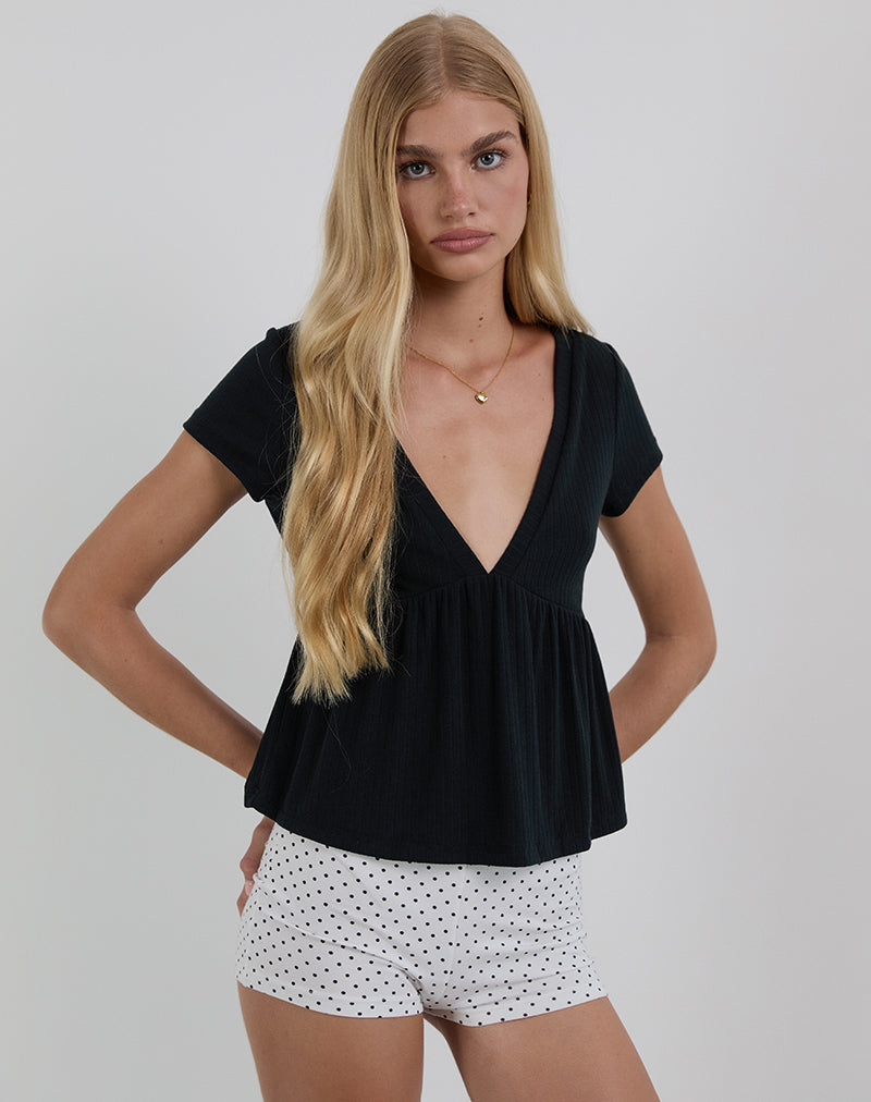 Immagine di Monia Plunge Top in Pointelle Nero
