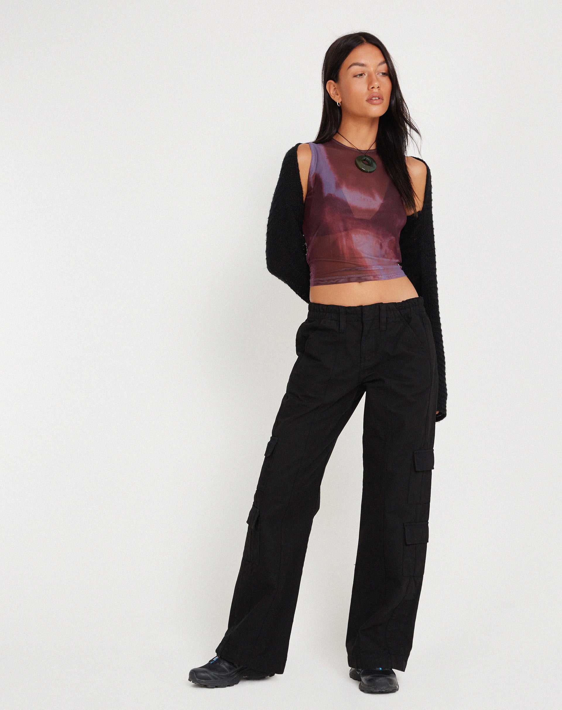 Immagine di Monlo Gilet Top in Mesh Watercolour Wine