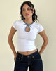 Immagine di Monsel - Top con laccetti sul davanti, bianco con legatura in denim scolorito