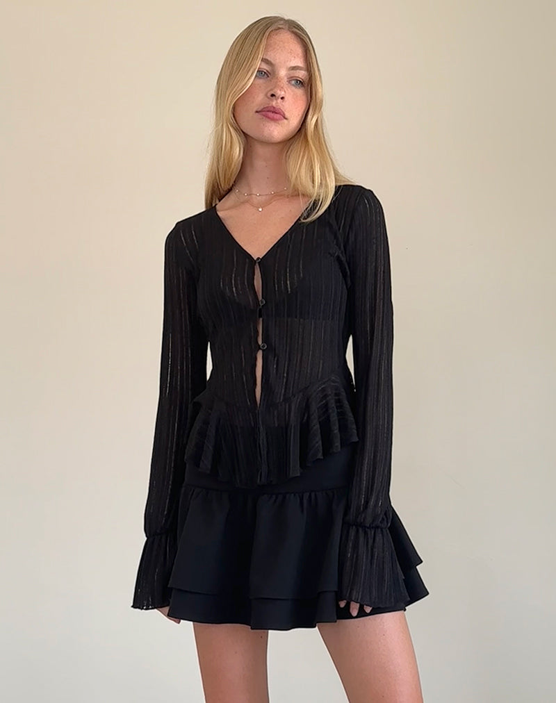 Immagine di Morgana Flute Knit Cardigan in nero