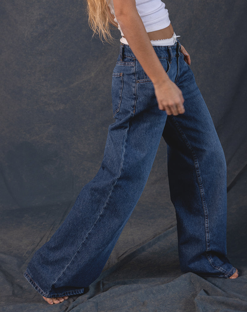 Jeans Roomy Extra Wide a vita bassa in blu medio Usato
