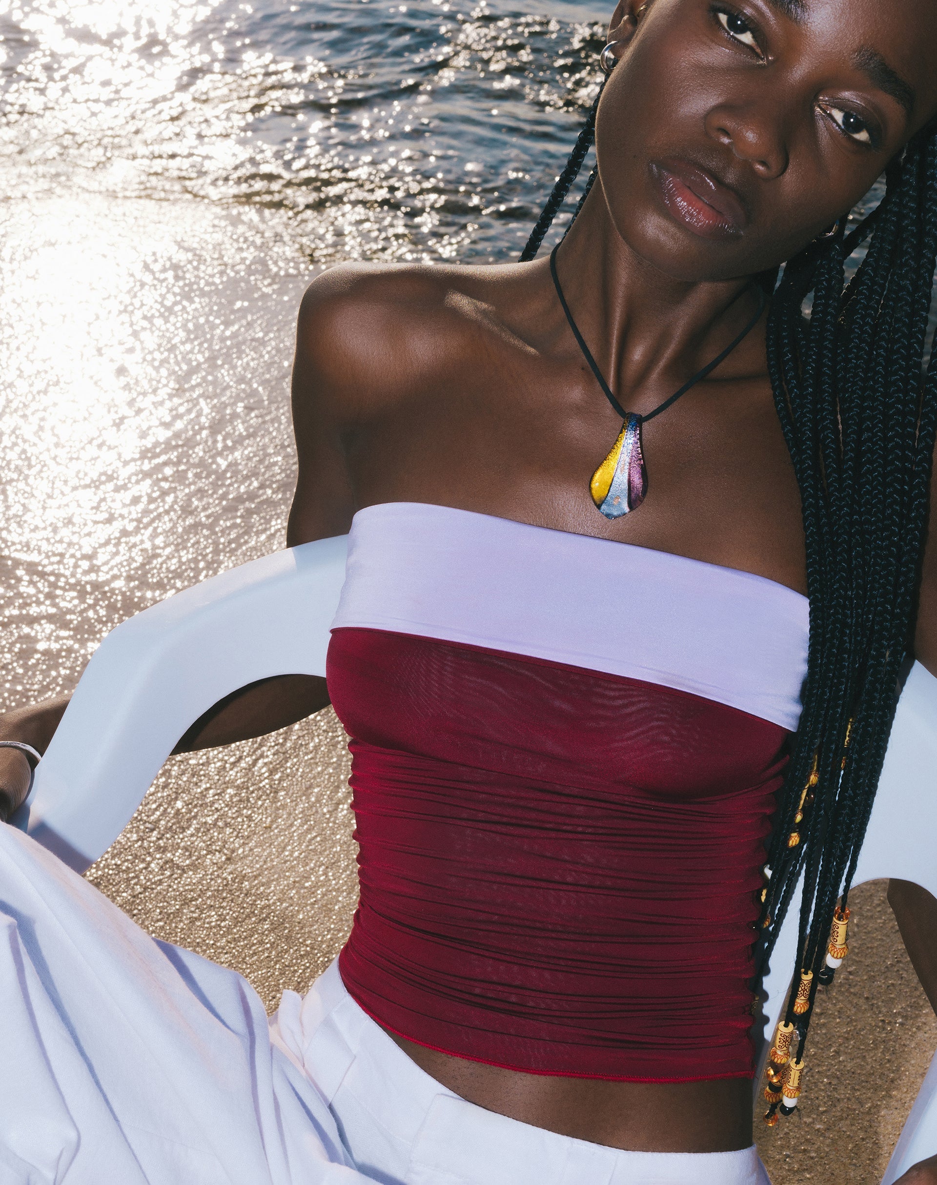 Immagine di Brylee Bandeau Crop Top in Wine Lilac