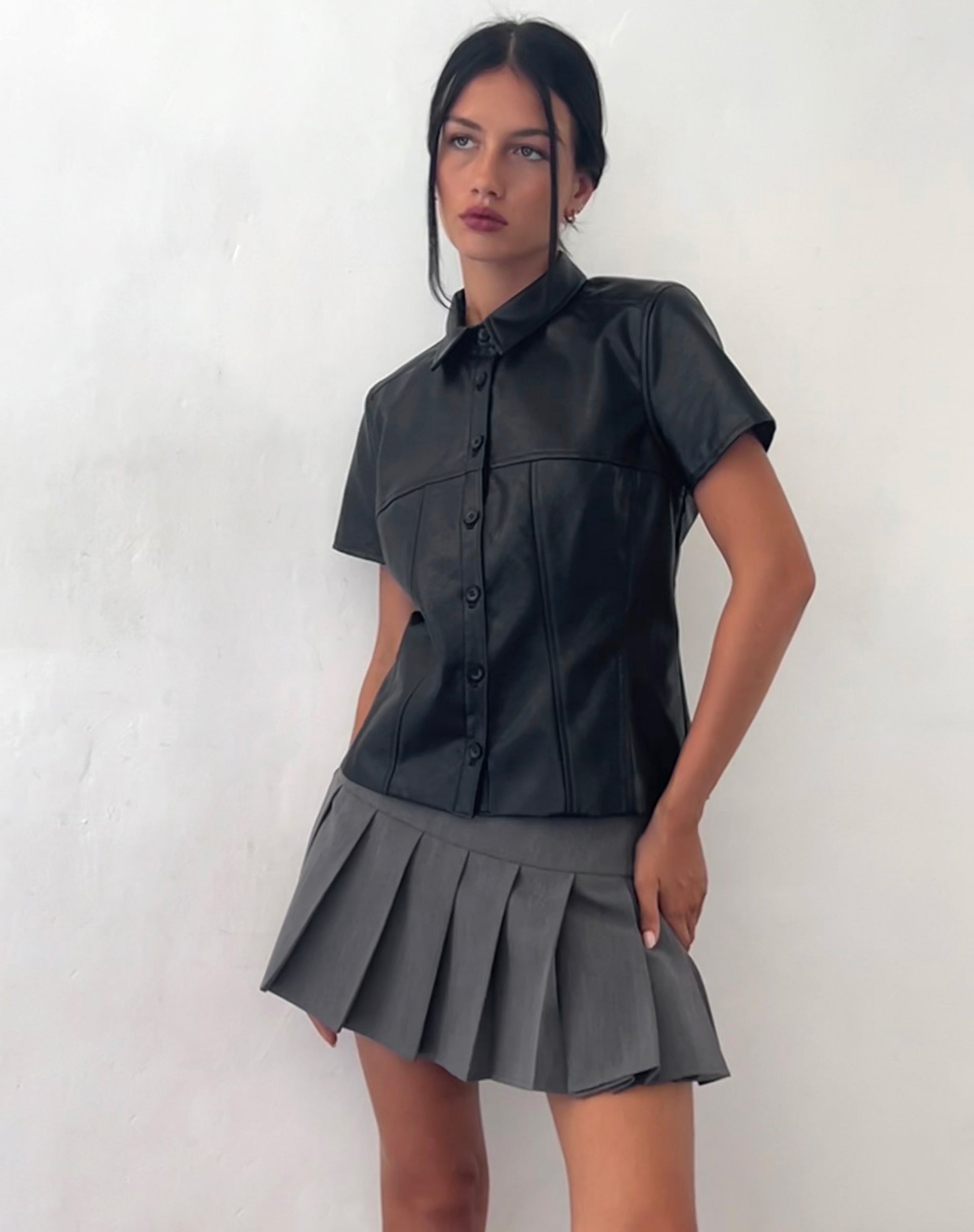 Immagine di Mulan Camicia a maniche corte in PU Nero