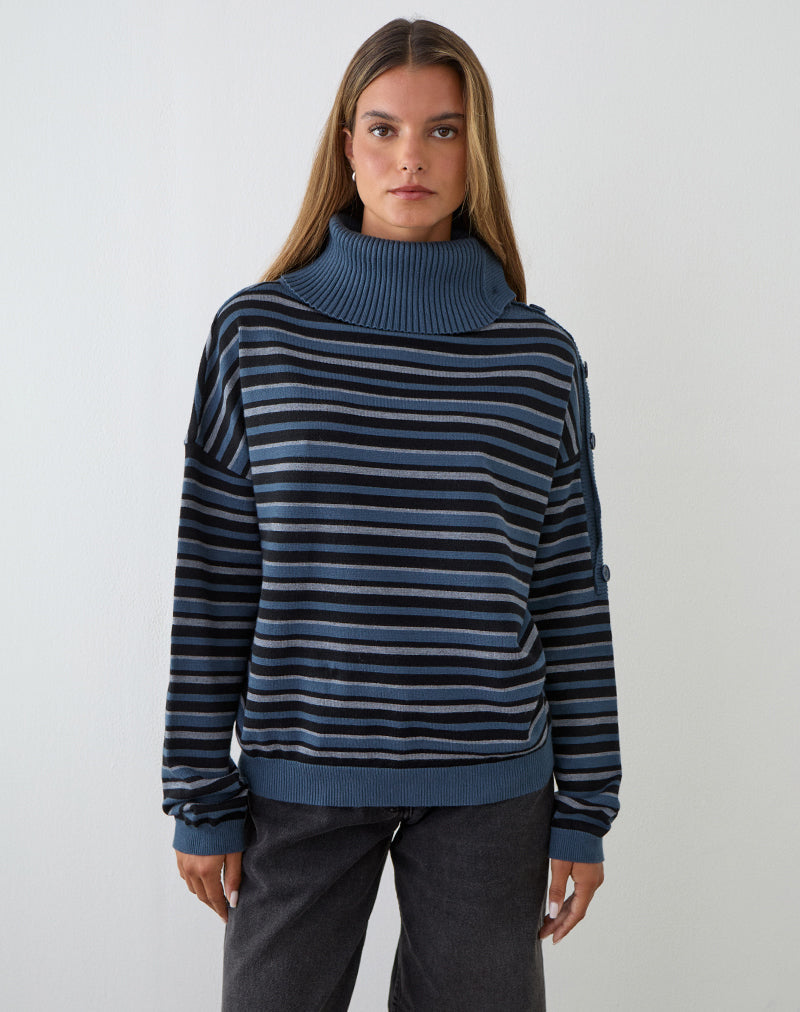 Immagine del maglione Muniar in maglia a righe blu grigio