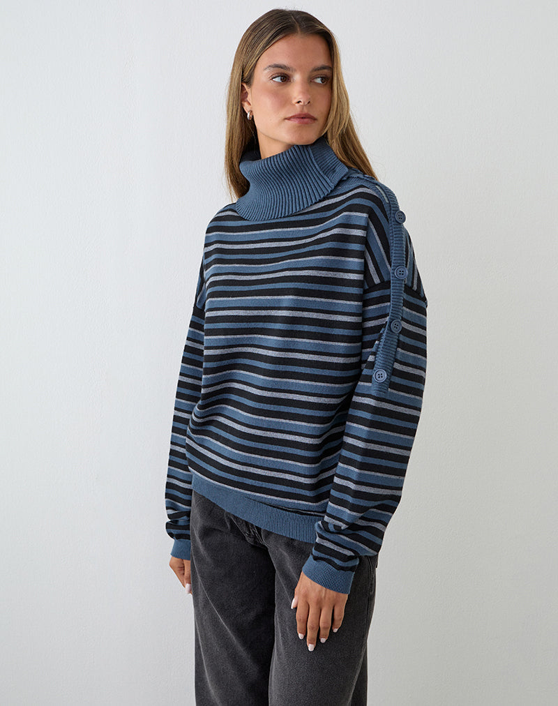 Immagine del maglione Muniar in maglia a righe blu grigio