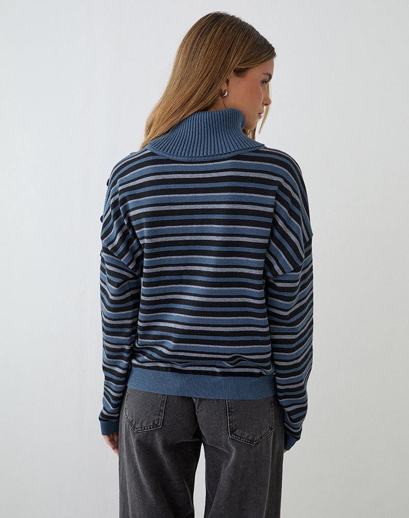 Immagine del maglione Muniar in maglia a righe blu grigio