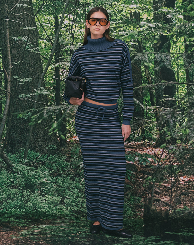 Immagine del maglione Muniar in maglia a righe blu grigio