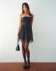 Immagine di Murni Mini Abito a Fascia in Chiffon Nero Polka
