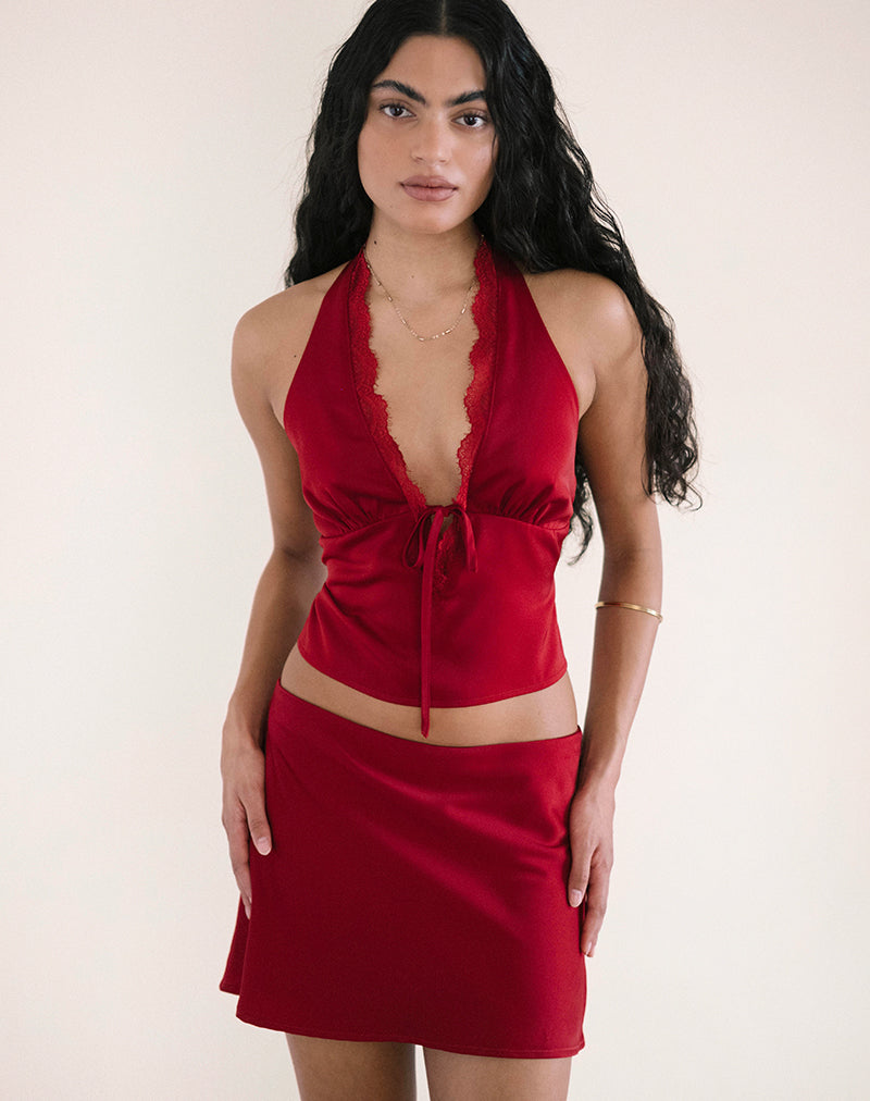 Immagine di Nidya Aline Mini Gonna in Rosso Scuro