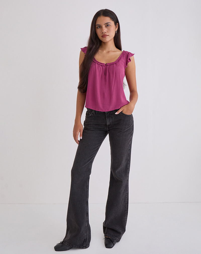 Immagine di Merisso Top con buco della serratura con scollo scoop Daco in Rose Burgundy