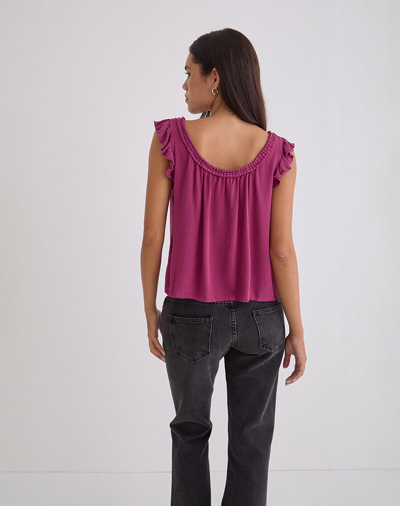 Immagine di Merisso Top con buco della serratura con scollo scoop Daco in Rose Burgundy