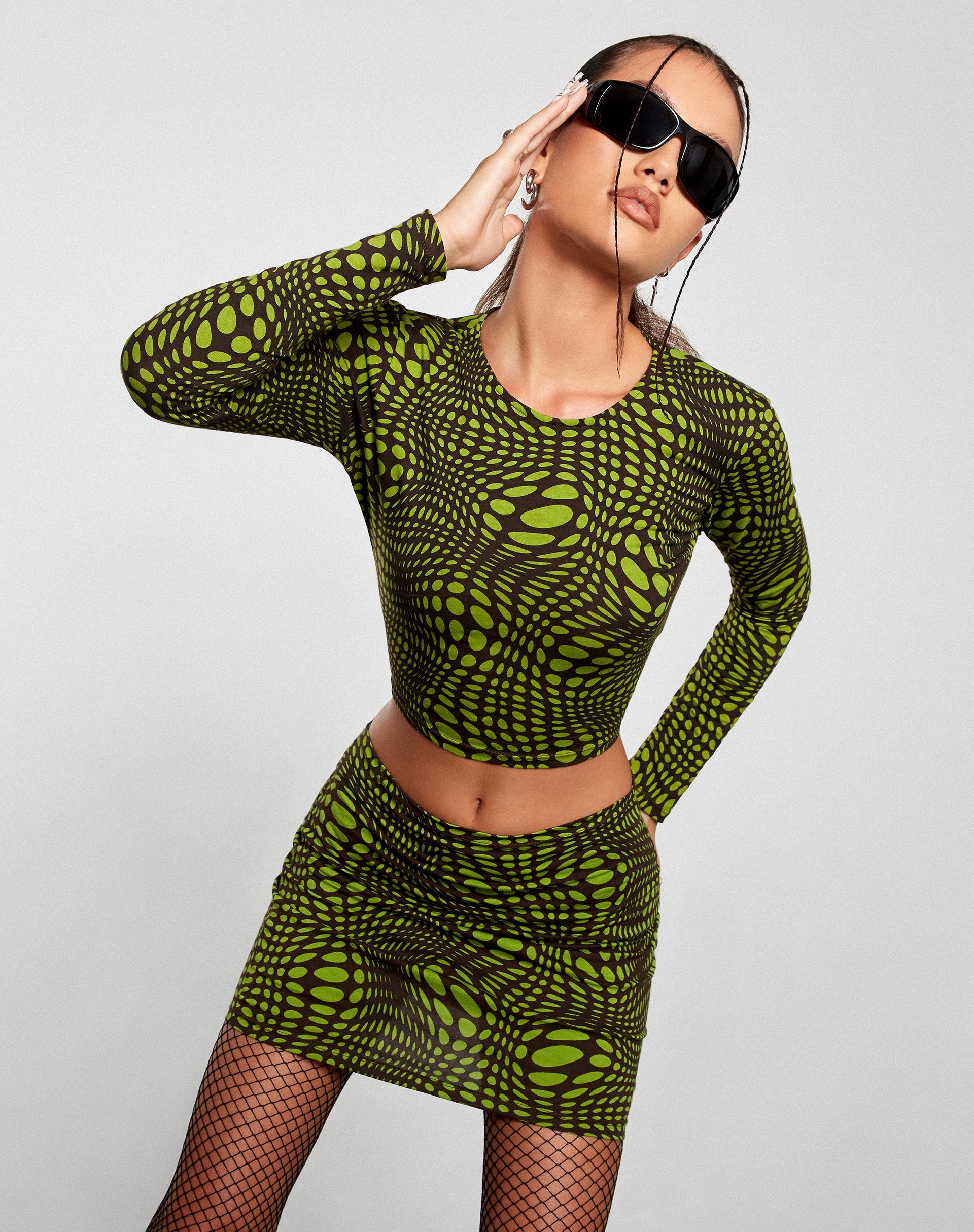 Immagine di Kinan Gonna Bodycon in verde ottico a pois