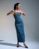 Immagine di Atun Denim Bandeau Maxi Dress in marrone blu lavaggio acido