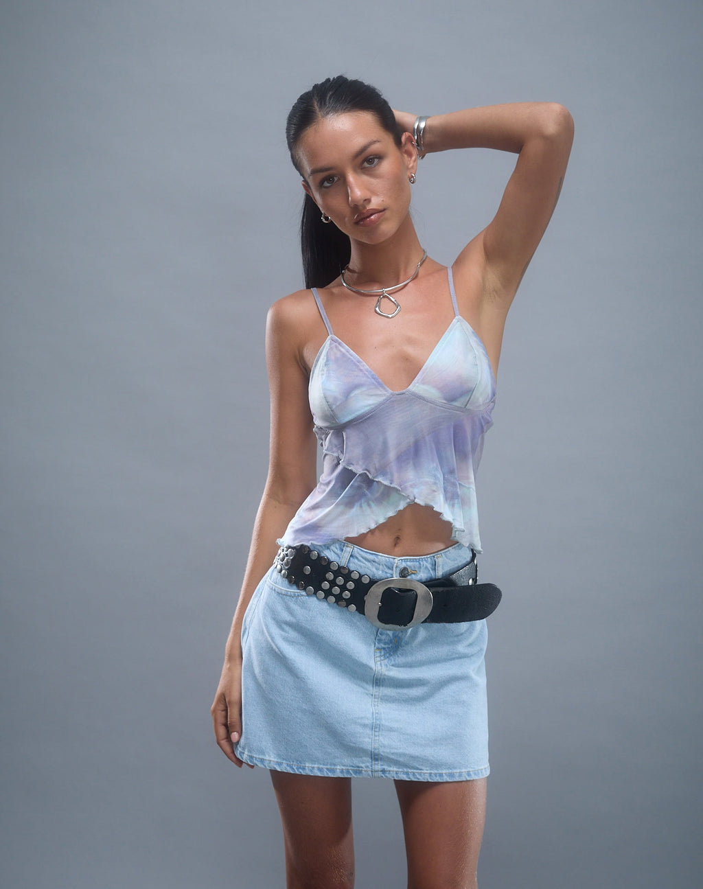 Gonna Mini A-Line in Denim Blue Bleach