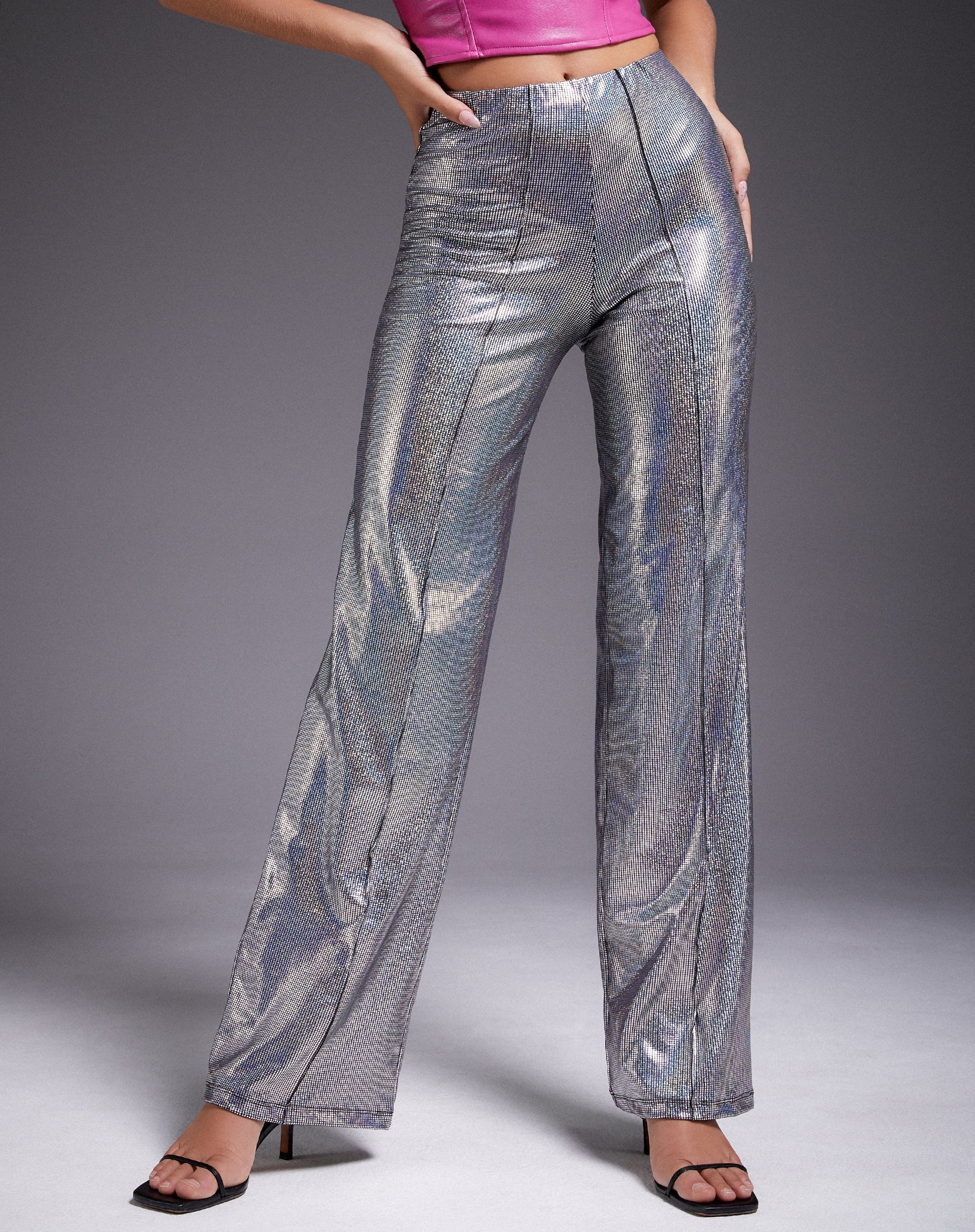 Immagine del pantalone Pista in argento olografico