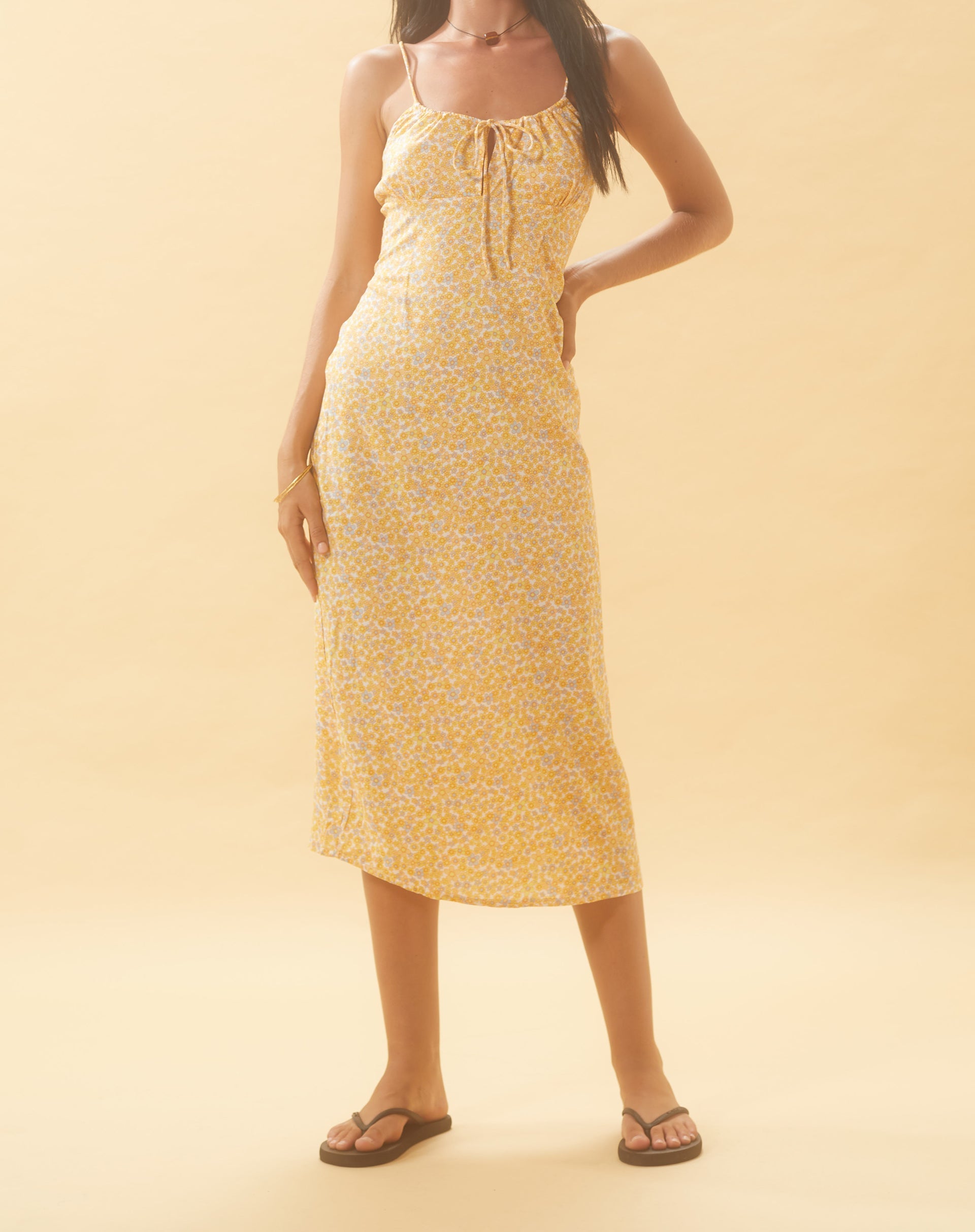 Immagine di Cessilie Midi Dress in Flower Garden Giallo