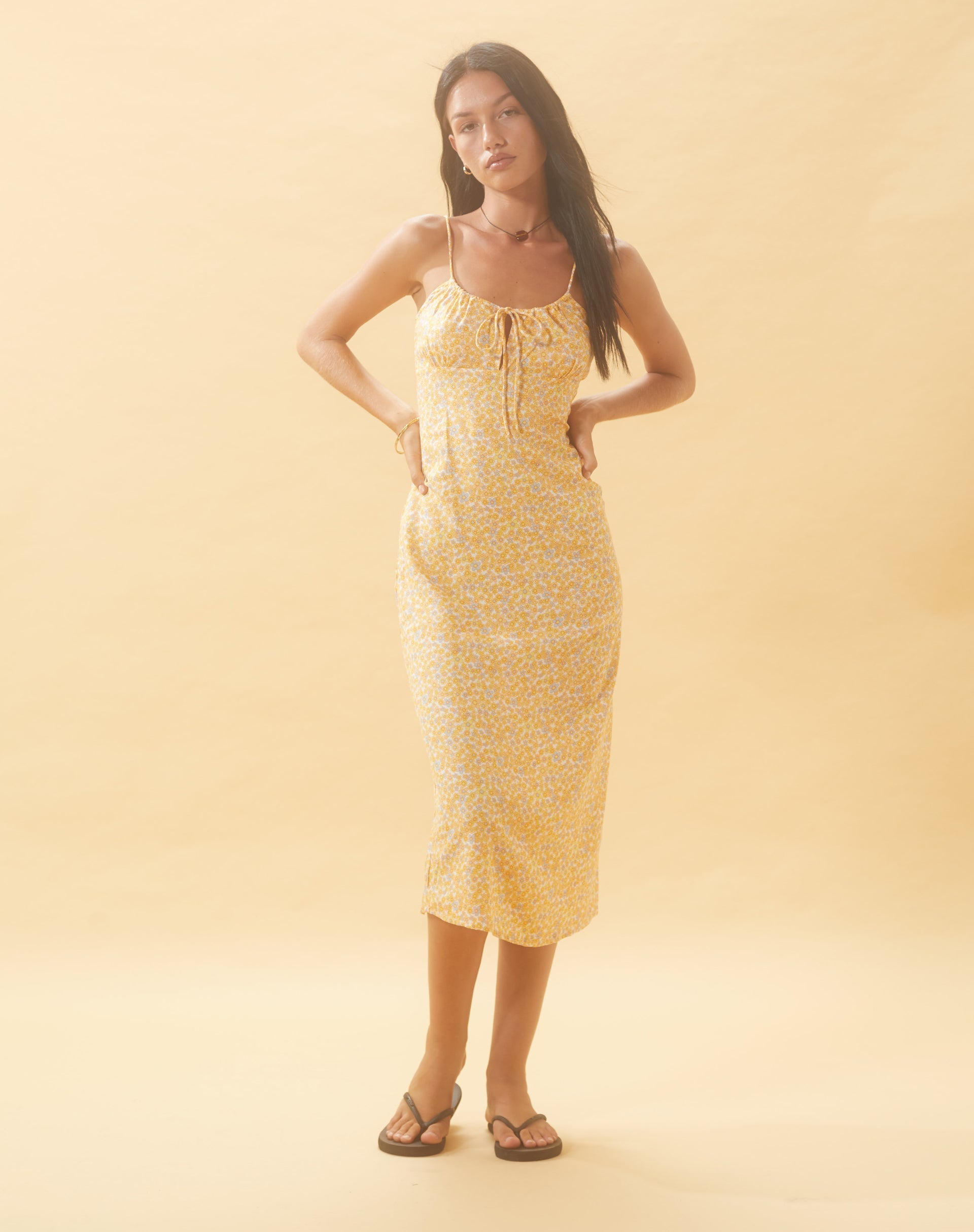 Immagine di Cessilie Midi Dress in Flower Garden Giallo