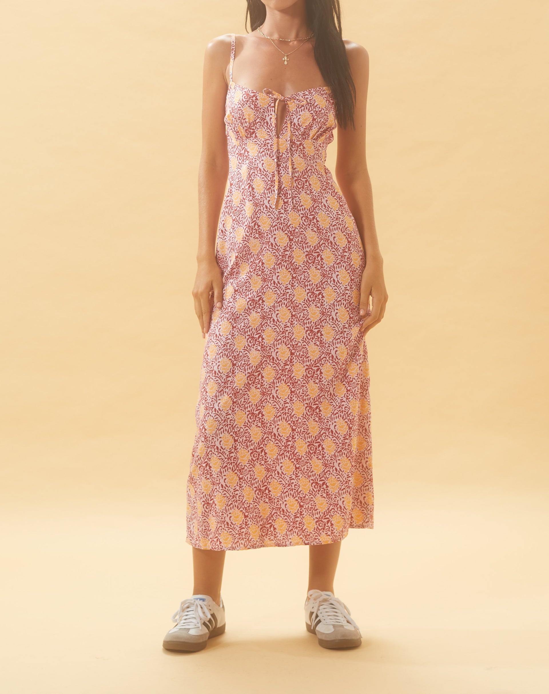 Immagine di Jelika Midi Dress in Bohemian Batik Maroon Peach