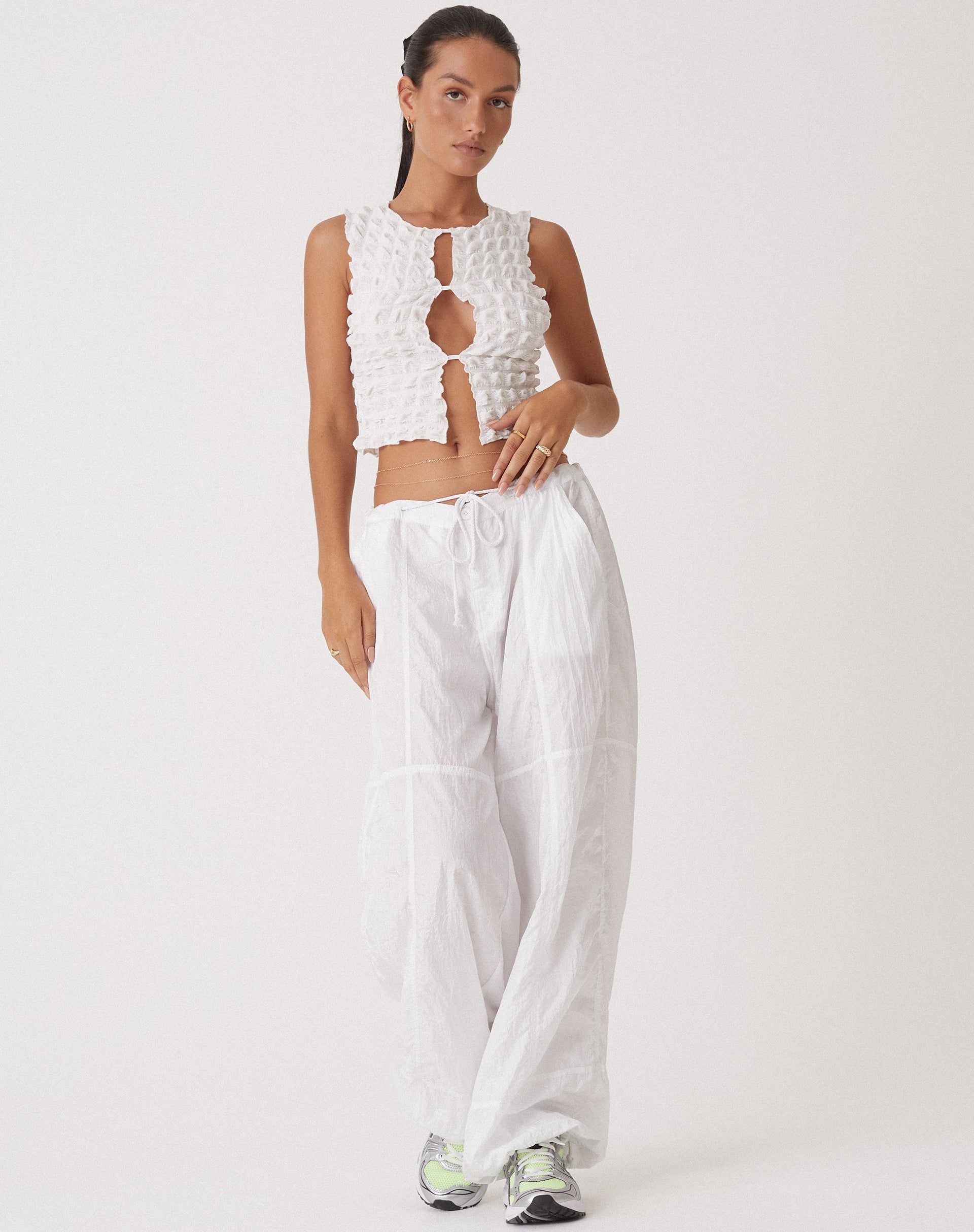immagine di MOTEL X OLIVIA NEILL Nolan Cutout Top in Bubble Jersey Bianco Vero