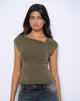 Immagine di Nadja Top con collo arricciato in Cupro Khaki