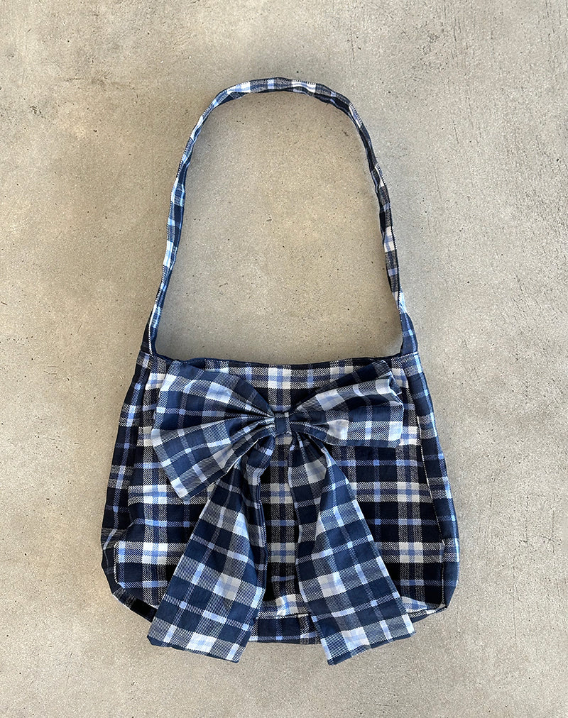 Immagine della borsa Nagi in tartan blu scuro