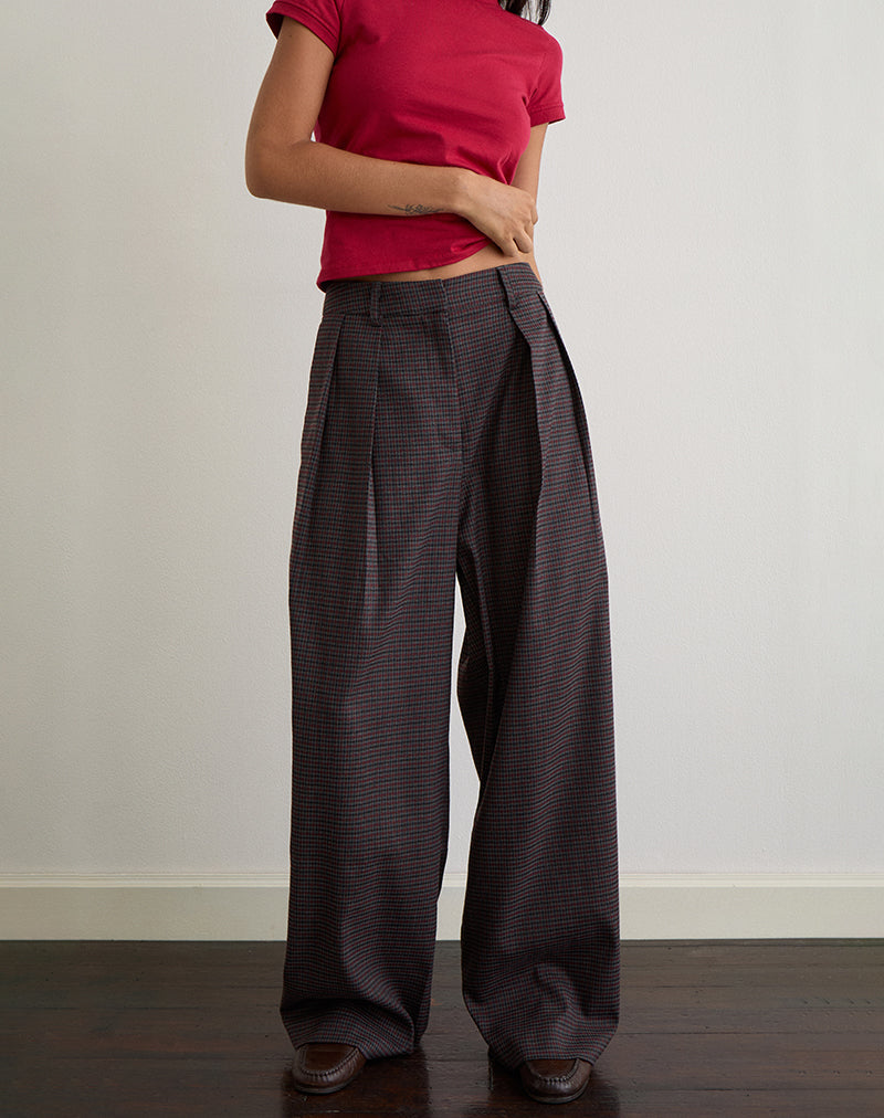 Immagine dei pantaloni Nala in tessuto pesante a quadri blu e rosso