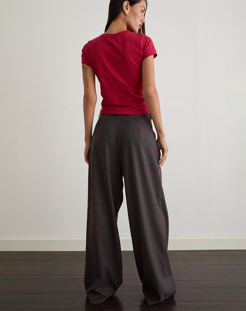 Immagine dei pantaloni Nala in tessuto pesante a quadri blu e rosso
